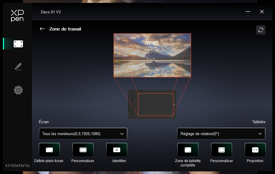 xp pen deco 01 v3 zone de travail